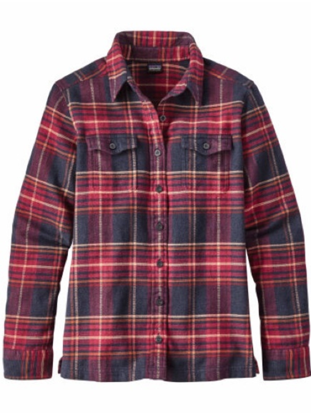 Patagonia Fjord Organic Cotton Plaid Flannel Shirt Red Navy Size 6